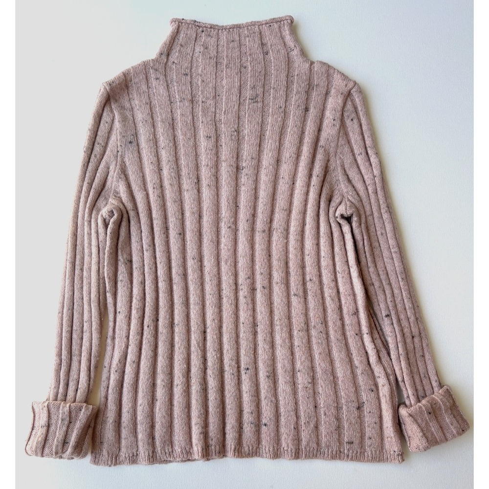 Madewell Sweater Pullover Women S Pink Speckle Wool Blend Mock Neck Ribbed Knit
